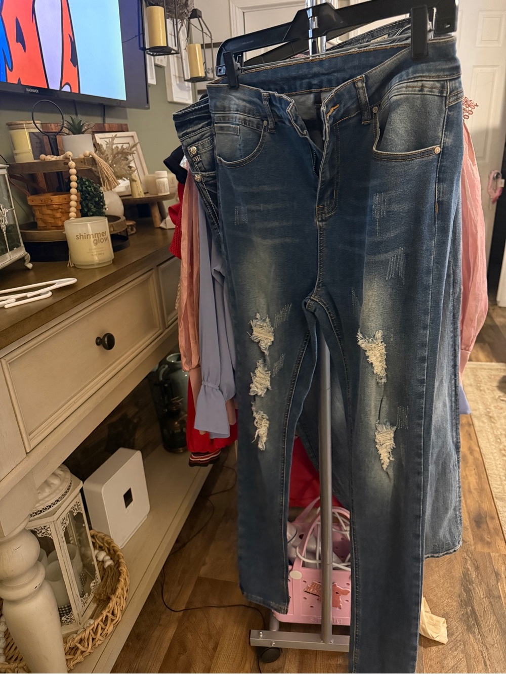 Meisite Distressed Skinny Jeans Size 11 Stretch Denim NWT